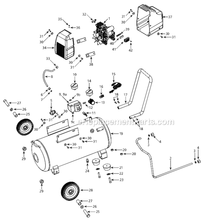 Page A Diagram and Parts List for HU500000  Campbell Hausfeld Compressor